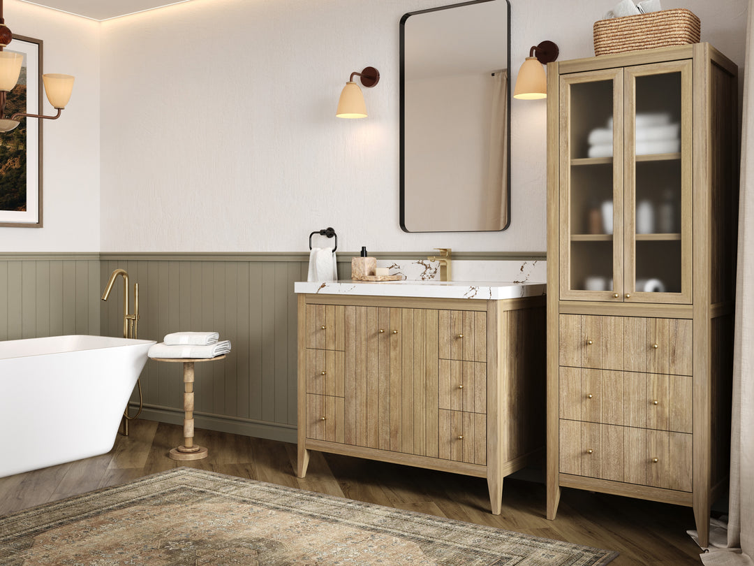 Atlanta Teak Wood 42 in. W x 22 in. D Single Sink Bathroom Vanity