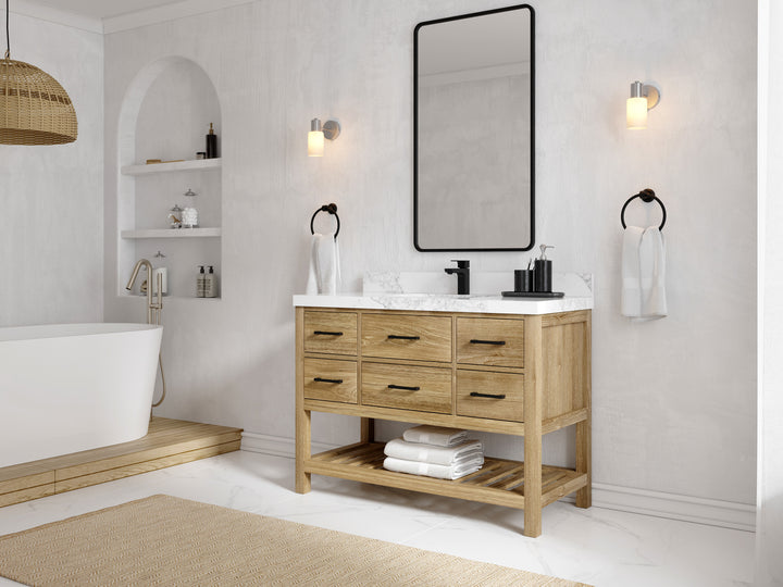 Parker Teak Wood 48 in. W x 22 in. D Single Sink Bathroom Vanity - photo 2