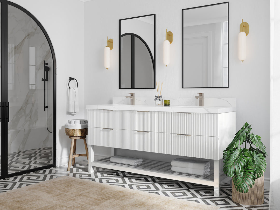 Catalina 72 in. W x 22 in. D Double Sink Bathroom Vanity in White with Countertop - Side View