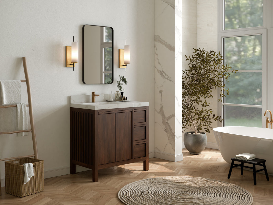 Elizabeth Teak 36 Left Offset in. W x 22 in. D Single Sink Bathroom Vanity in Dark Walnut with Countertop - Side View