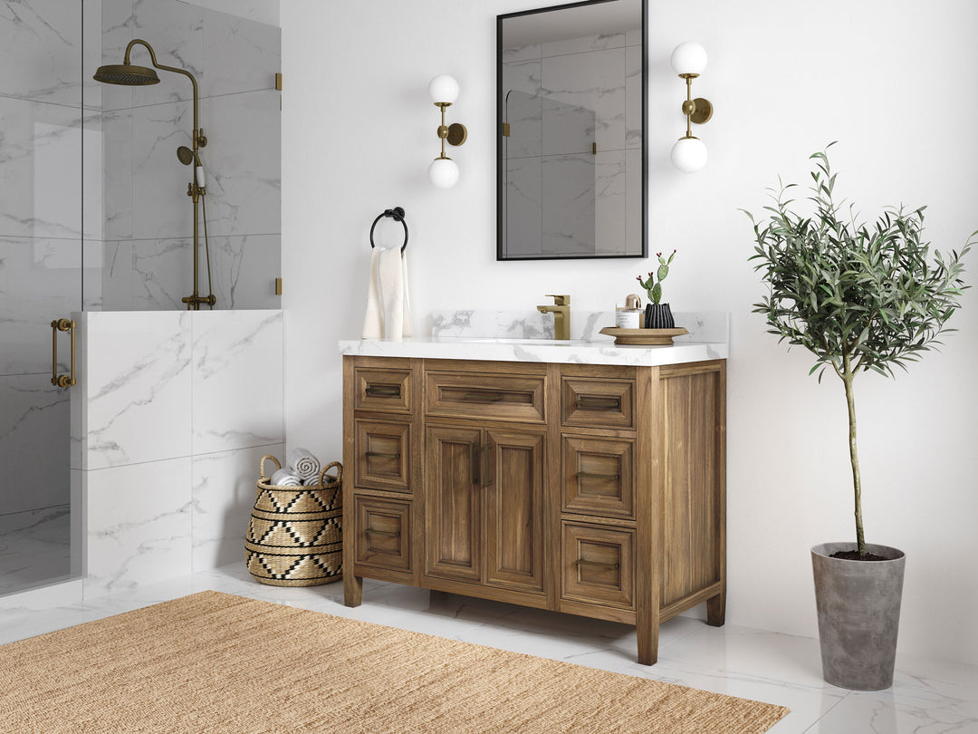 Santa Monica Teak Wood 48 in. W x 22 in. D Single Sink Bathroom Vanity