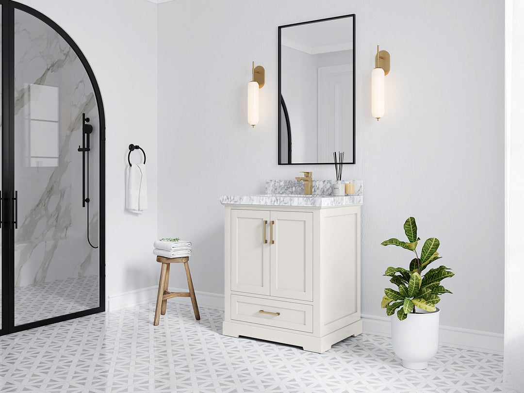 Boston 30 in. W x 22 in. D Single Sink Bathroom Vanity in Alabaster with Countertop - Side View