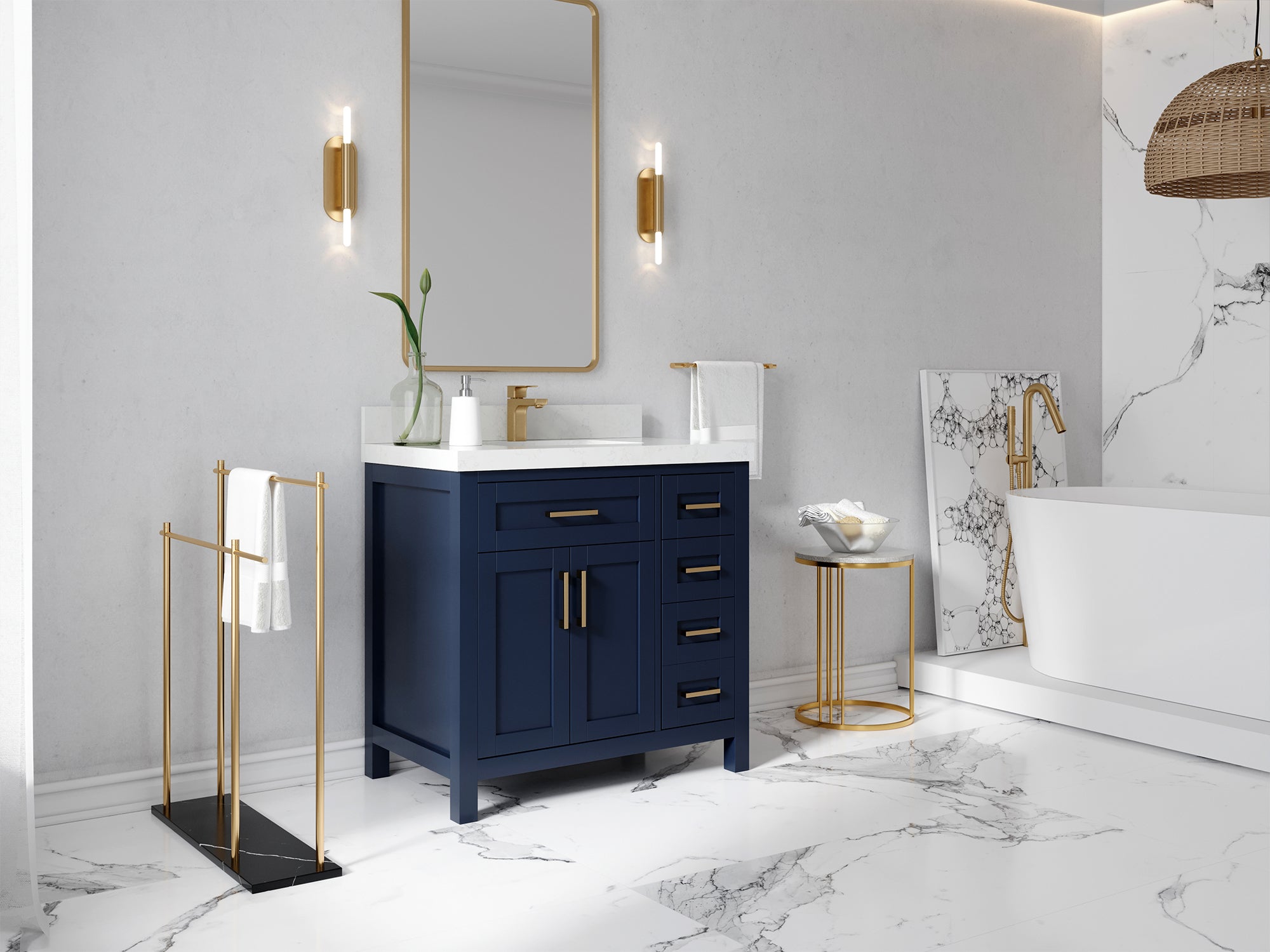 Cambridge 36 in. W x 22 in. D Single Center Sink Bathroom Vanity