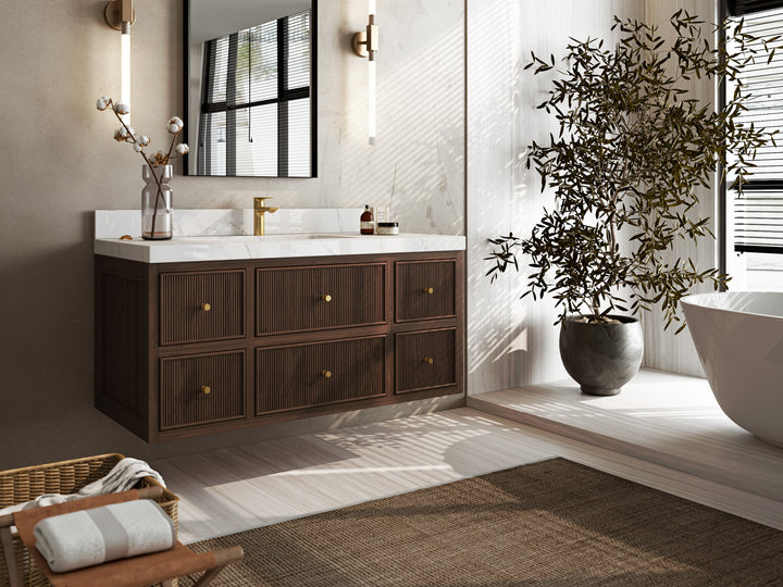 Sonoma Floating Teak 48 in. W x 22 in. D Single Sink Bathroom Vanity - photo 2