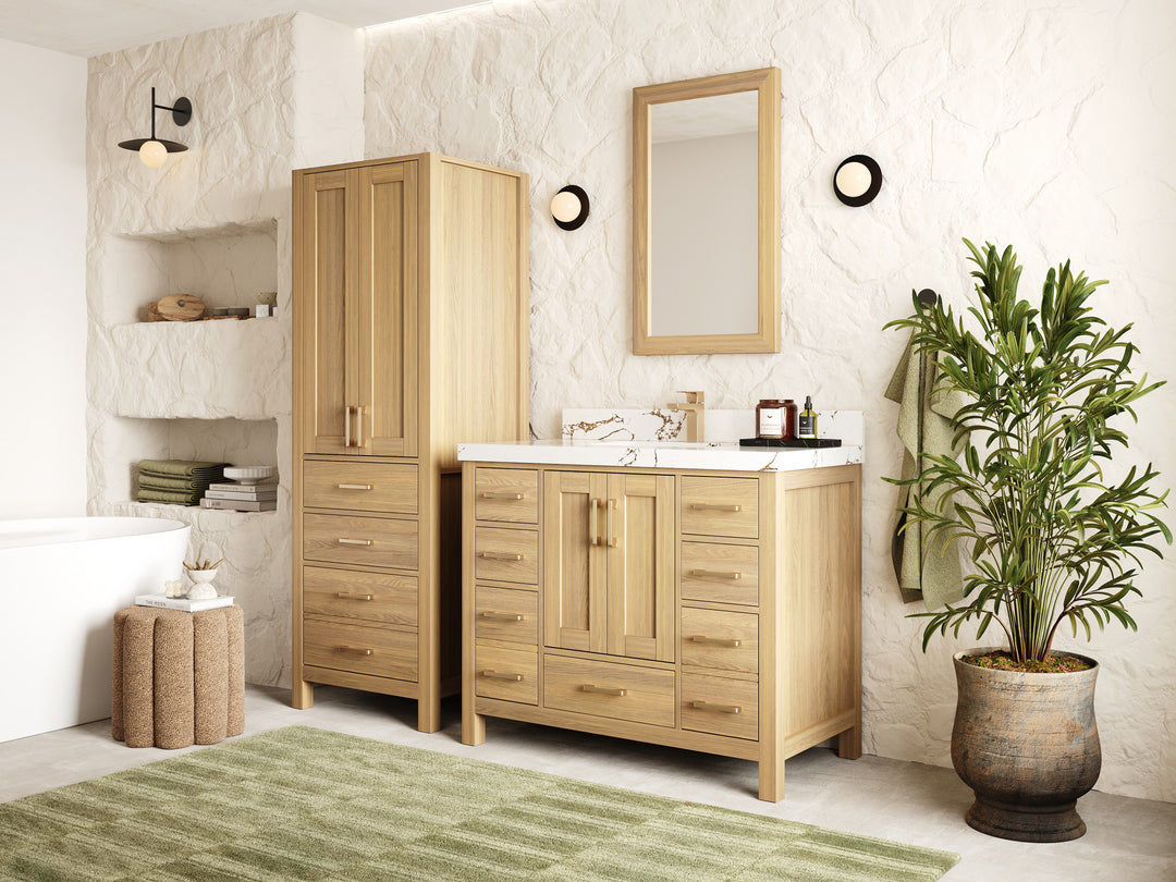 Malibu White Oak 42 in. W x 22 in. D Single Sink Bathroom Vanity