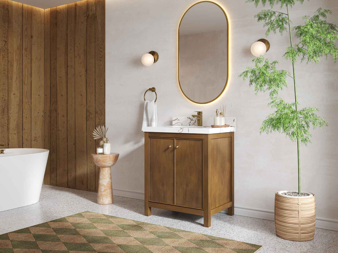 Chicago Teak 30 in. W x 22 in. D Single Sink Bathroom Vanity