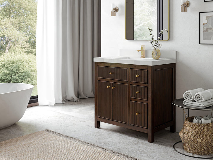 Sonoma Teak Wood 36 in. W x 22 in. D Center Sink Bathroom Vanity - photo 2