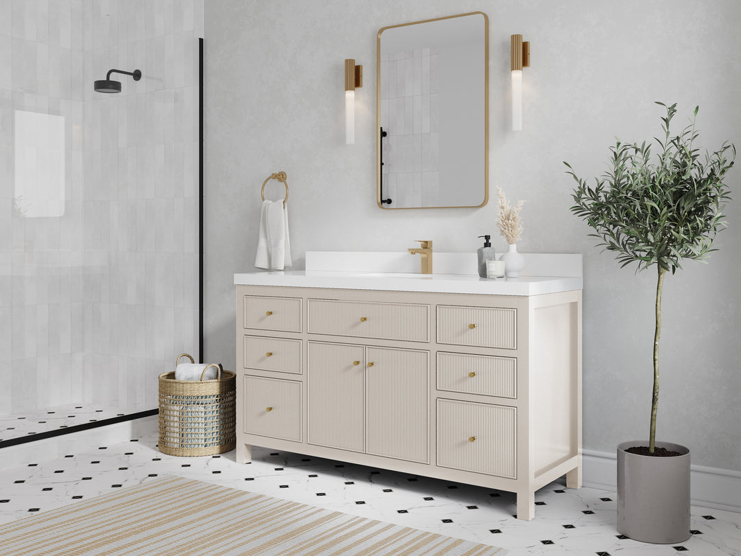 Sonoma 60 in W x 22 in D Free Standing Reeded Single Sink Bathroom Vanity
