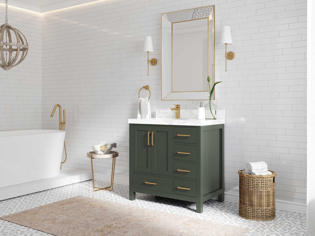 Malibu 36 in. W x 22 in. D Left Offset Sink Bathroom Vanity