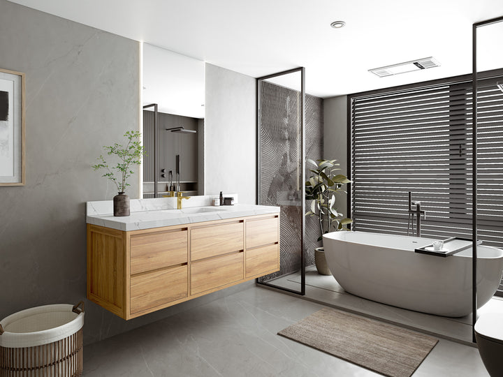 Madison Floating Teak 60 in. W x 22 in. D Single Sink Bathroom Vanity - photo 2