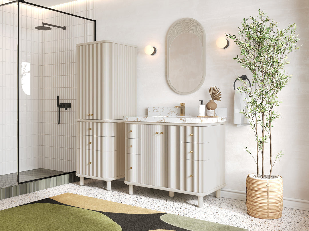 Miami 42 in. W x 22 in. D Single Sink Bathroom Vanity in Fine Grain with Countertop - Side View