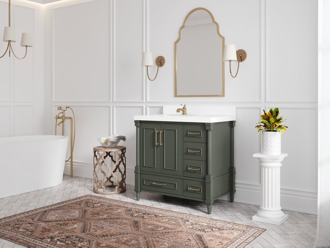 Aberdeen 36 in. W x 22 in. D Left Offset Sink Bathroom Vanity