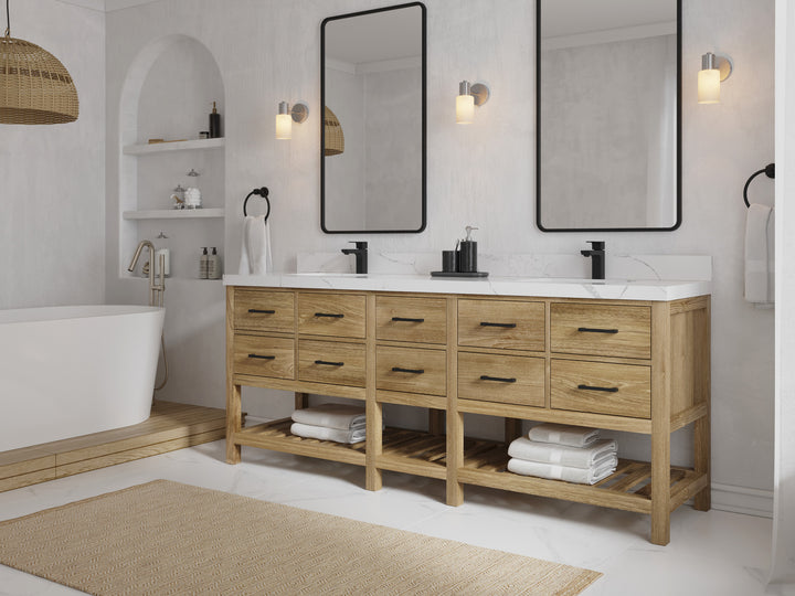 Parker Teak Wood 84 in. W x 22 in. D Double Sink Bathroom vanity with - photo 2
