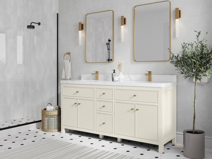 Sonoma 72 in W x 22 in D Free Standing Reeded Double Sink Bathroom Vanity - photo 2