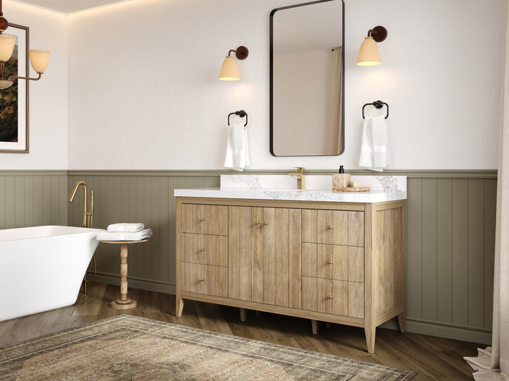 Atlanta Teak Wood 60 in. W x 22 in. D Single Sink Bathroom Vanity - photo 2