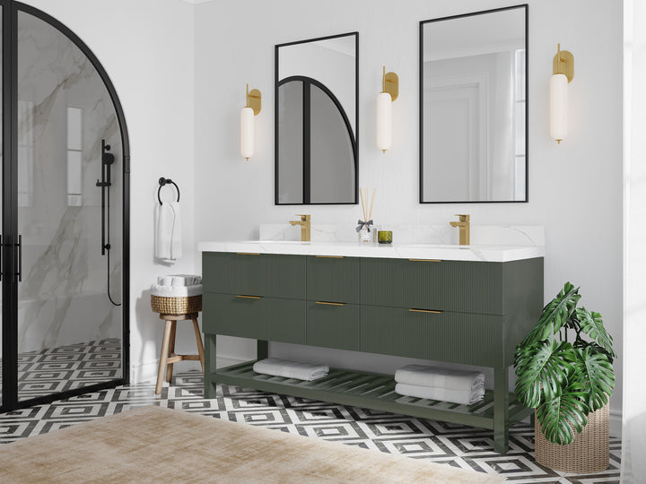 Catalina 72 in W x 22 in D Free Standing Reeded Double Sink Bathroom Vanity - photo 2