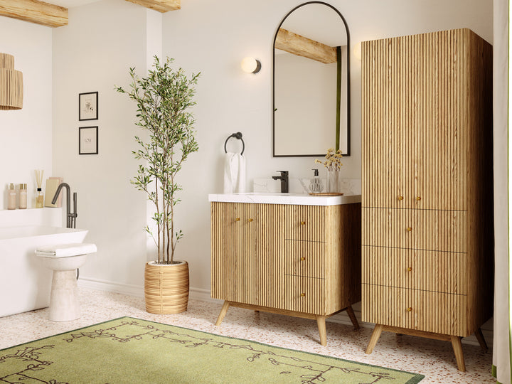 Pasadena White Oak 36 in. W x 22 in. D Left Offset Sink Bathroom Vanity - photo 2