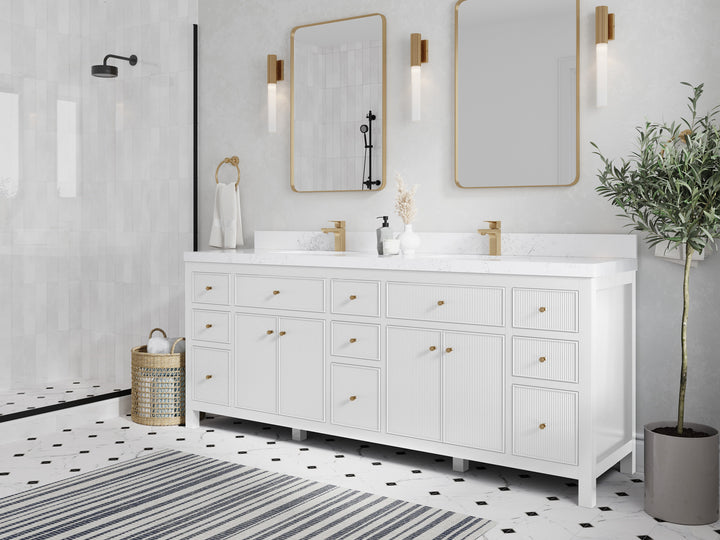 Sonoma 84 in W x 22 in D Free Standing Reeded Double Sink Bathroom Vanity - photo 2