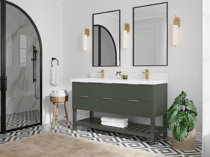 Catalina 60 in W x 22 in D Free Standing Reeded Double Sink Bathroom Vanity - photo 2