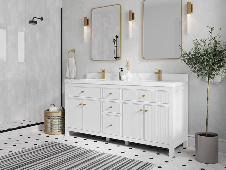 Sonoma 72 in W x 22 in D Free Standing Reeded Double Sink Bathroom Vanity - photo 2