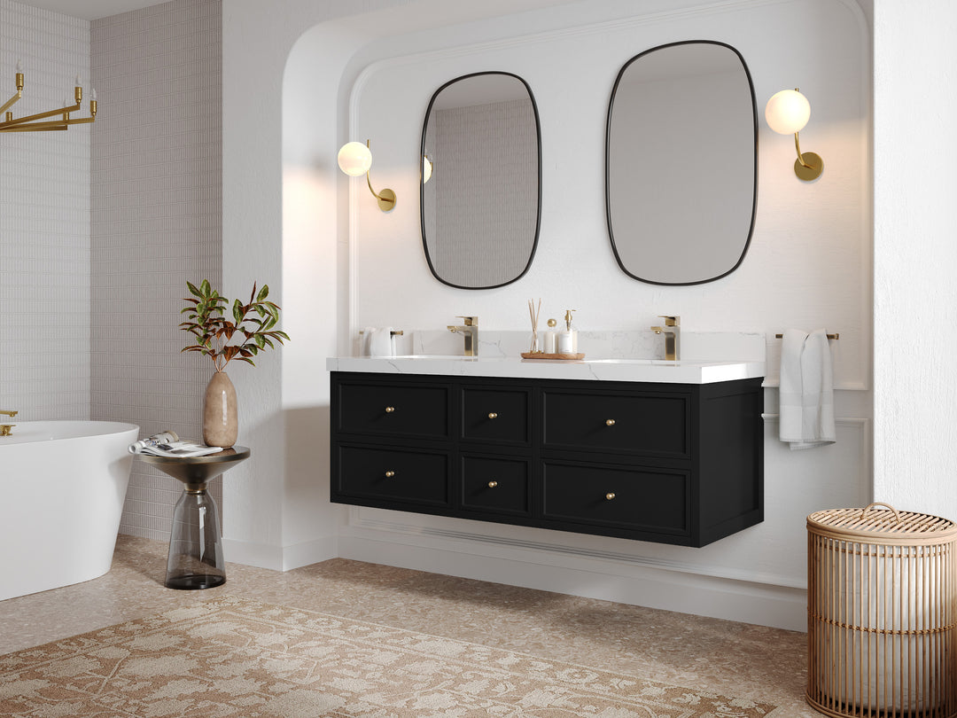 Roswell Floating 60 in. W x 22 in. D Double Sink Bathroom Vanity