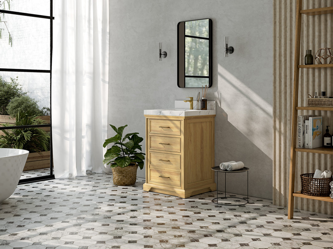 Charlotte 24 in. W x 22 in. D Single Sink Bathroom Teak Wood Vanity