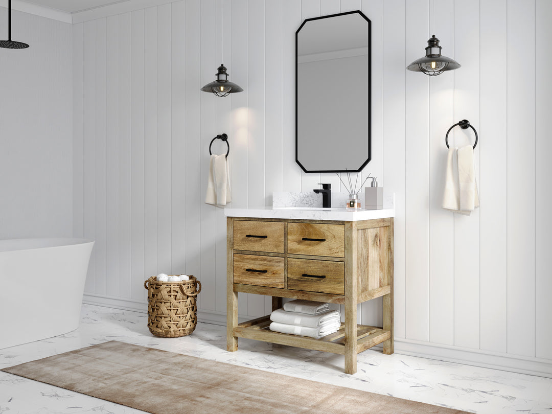 Parker Mango Wood 36 in. W x 22 in. D Center Sink Bathroom Vanity