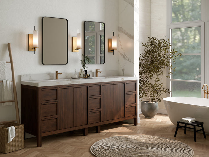 Elizabeth Teak Wood 84 in. W x 22 in. D Double Sink Bathroom Vanity - photo 2