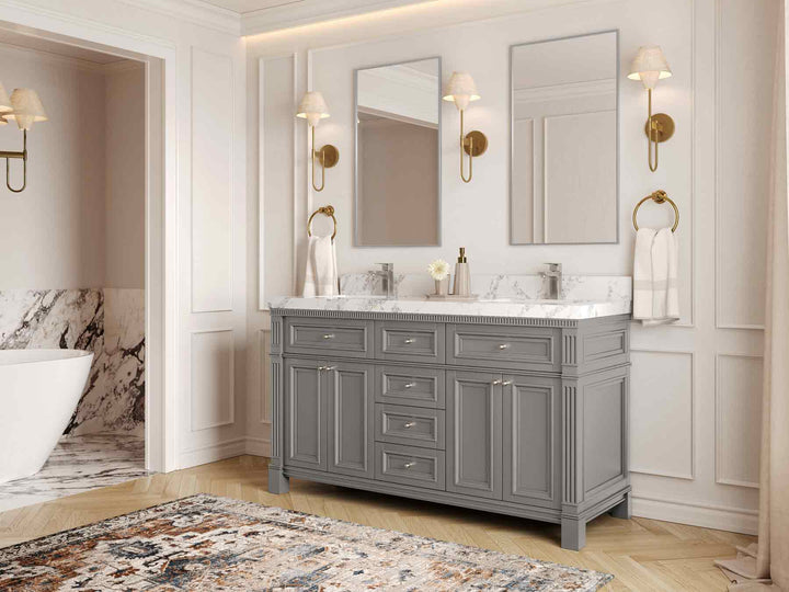 Paris 60 in. W x 22 in. D Double Sink Bathroom Vanity - photo 2