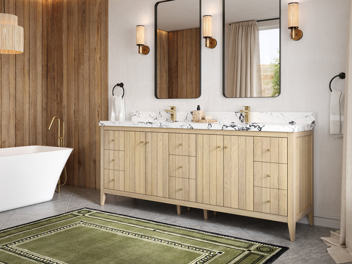 Atlanta White Oak 84 in. W x 22 in. D Double Sink Bathroom Vanity - photo 2