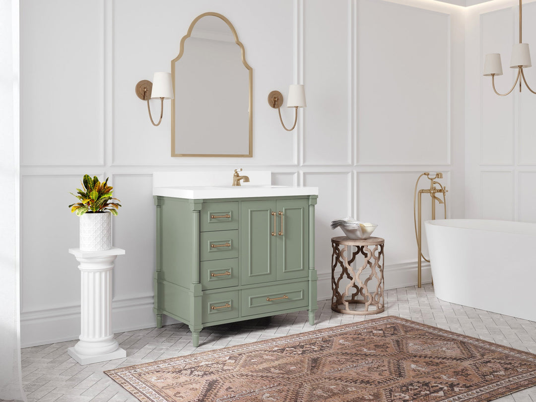 Aberdeen 36 in. W x 22 in. D Right Offset Sink Bathroom Vanity