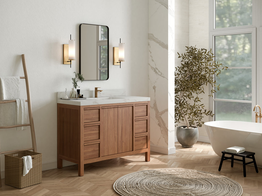 Elizabeth Teak 48 in. W x 22 in. D Single Sink Bathroom Vanity in Dark Natural with Countertop - Side View