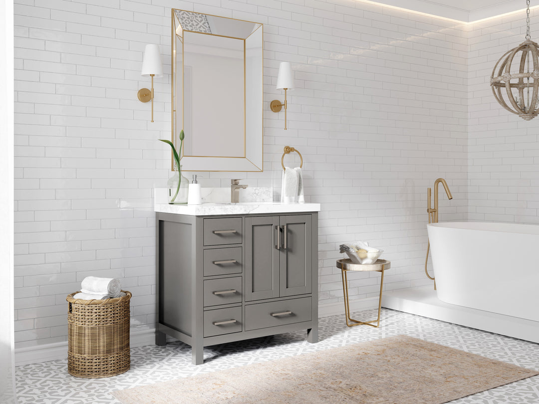 Malibu 36 in. W x 22 in. D Right Offset Sink Bathroom Vanity