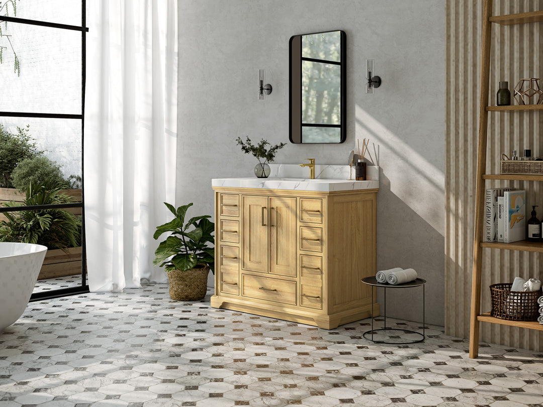 Charlotte 42 in. W x 22 in. D Single Sink Bathroom Teak Wood Vanity