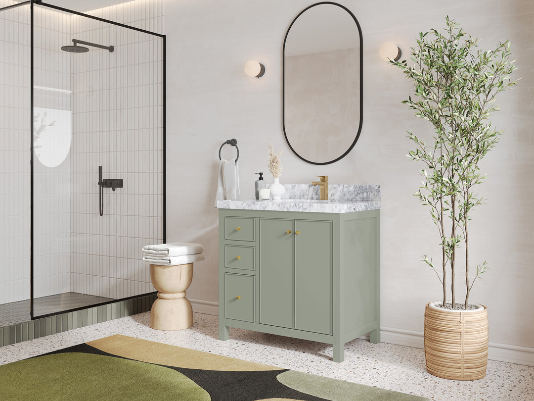 Chicago 36 in. W x 22 in. D Right Offset Sink Bathroom Vanity