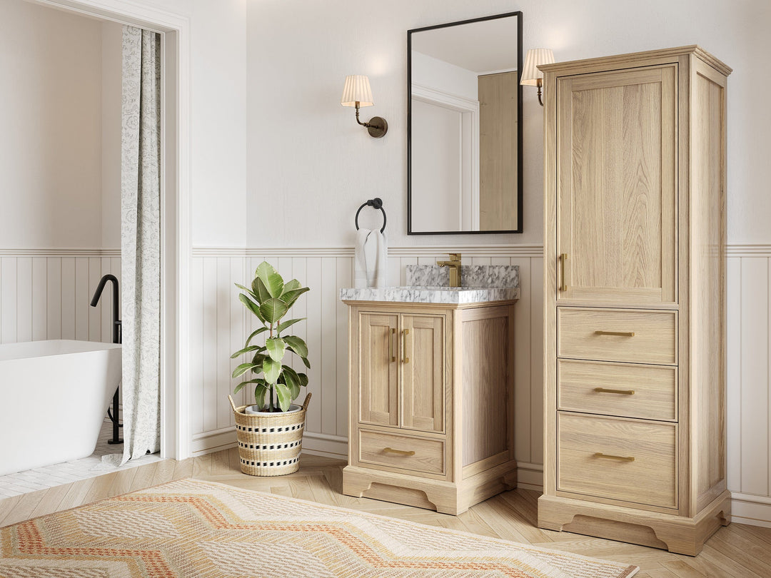 Charlotte White Oak 24 in. W x 22 in. D Single Sink Bathroom Vanity