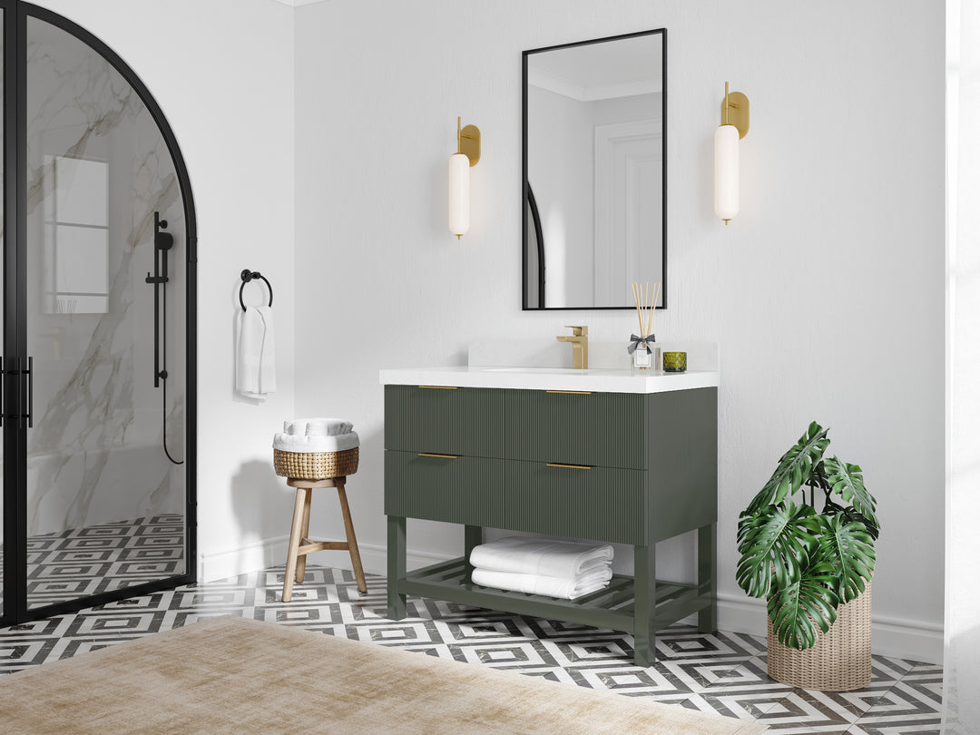 Catalina 42 in. W x 22 in. D Single Sink Bathroom Vanity in Pewter Green with Countertop - Side View