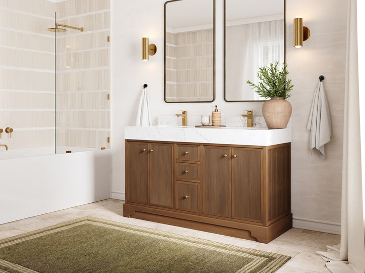 Manhattan Teak Wood 60 in. W x 22 in. D Double Sink Bathroom Vanity - photo 2