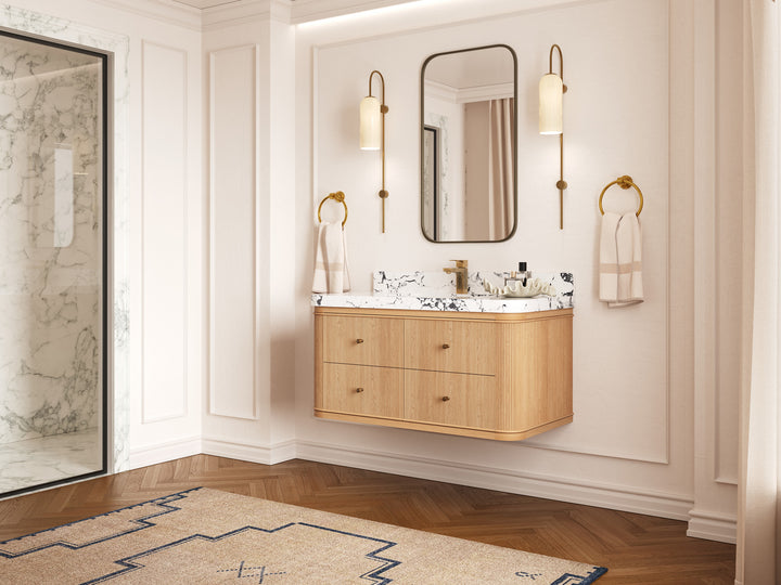 Hampton Floating White Oak 42 in. W x 22 in. D Single Sink Bathroom Vanity - photo 2