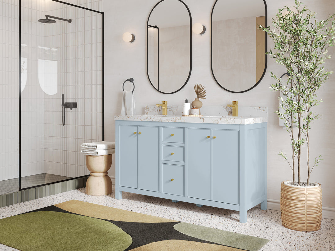 Chicago 60 in. W x 22 in. D Double Sink Bathroom Vanity