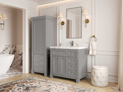 Paris 36 in. W x 22 in. D Bathroom Vanity with Center Sink