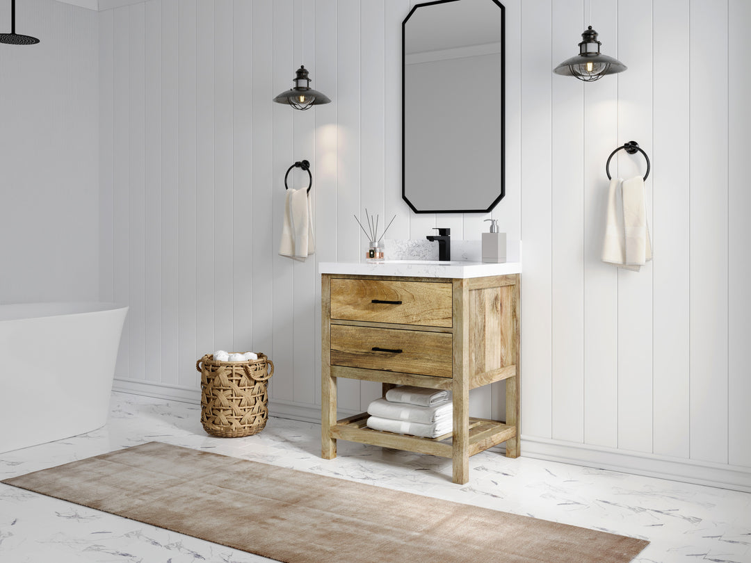 Parker Mango Wood 30 in. W x 22 in. D Single Sink Bathroom Vanity