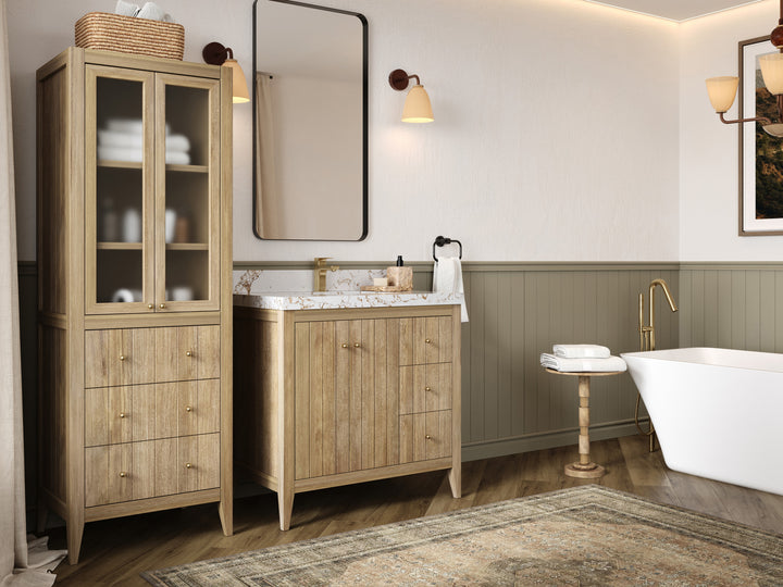 Atlanta Teak Wood 36 in. W x 22 in. D Center Sink Bathroom Vanity - photo 2