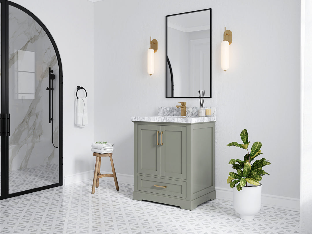 Boston 30 in. W x 22 in. D Single Sink Bathroom Vanity in Evergreen with Countertop - Side View