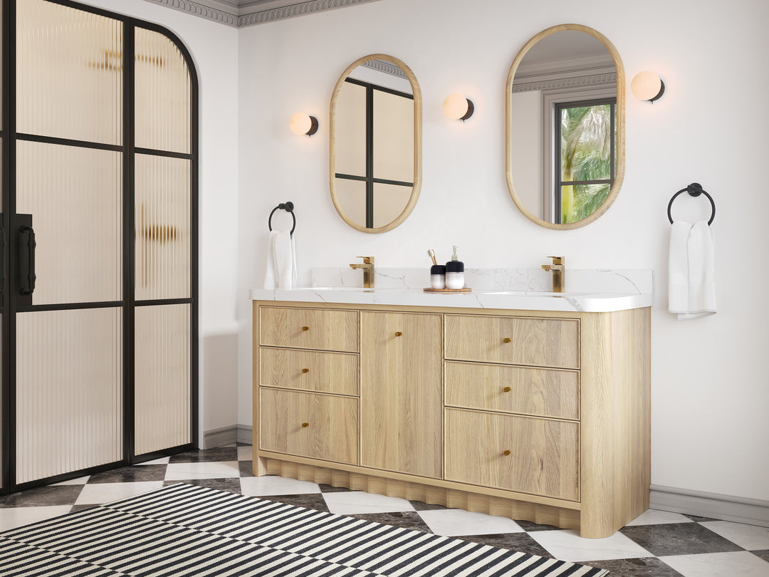 Orlando Oak 72 in. W x 22 in. D Double Sink Bathroom Vanity