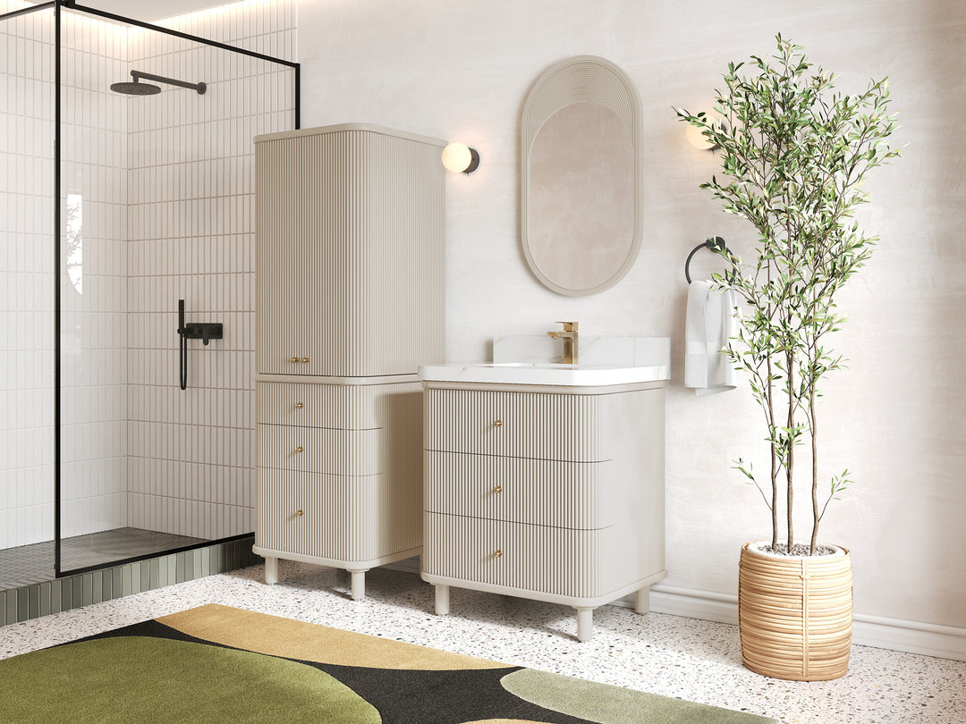 Miami 30 in. W x 22 in. D Single Sink Bathroom Vanity in Fine Grain with Countertop - Side View