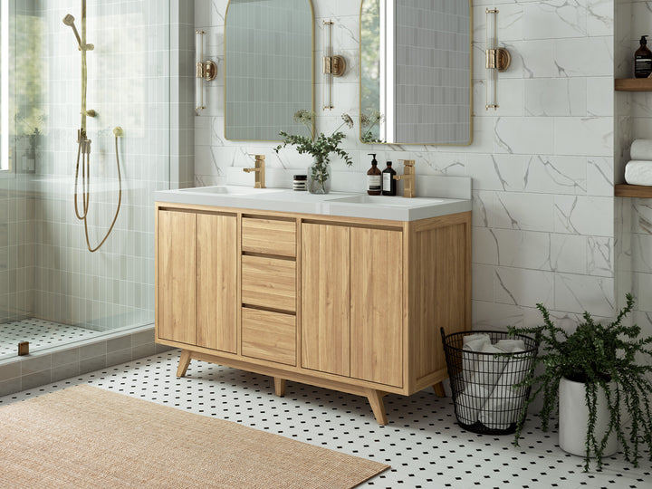 Madison Teak Wood 60 in. W x 22 in. D Double Sink Bathroom Vanity - photo 2
