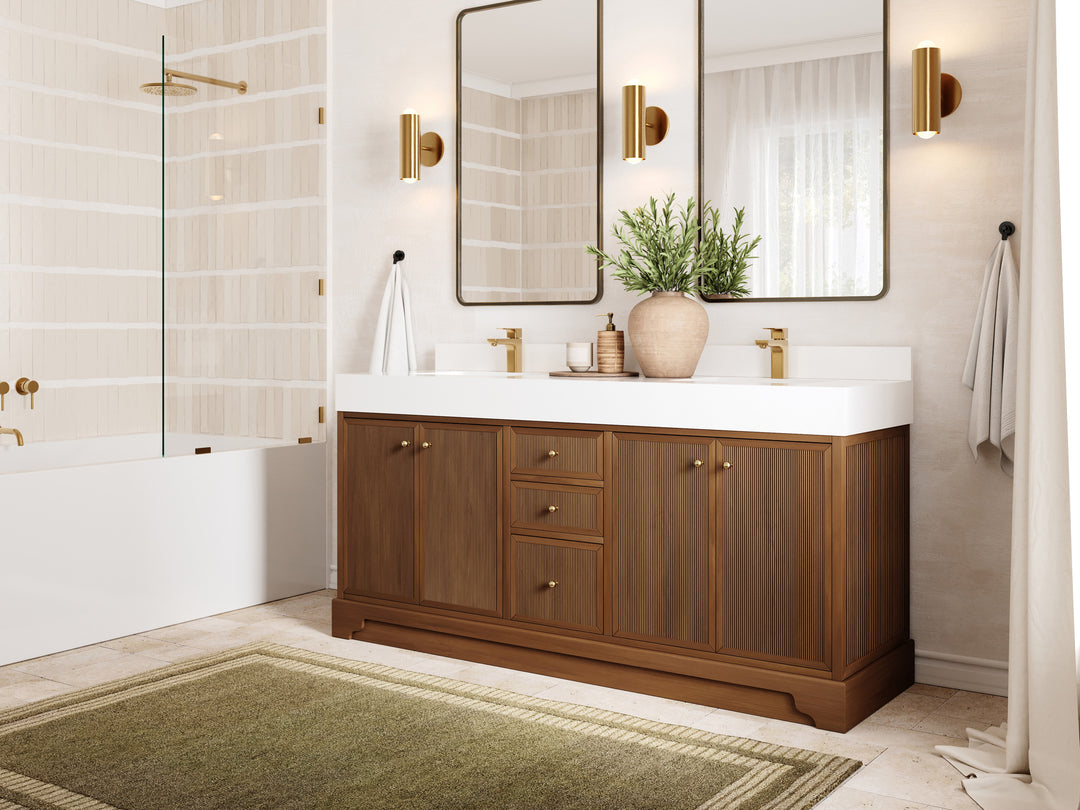 Manhattan Teak Wood 72 in. W x 22 in. D Single Sink Bathroom Vanity