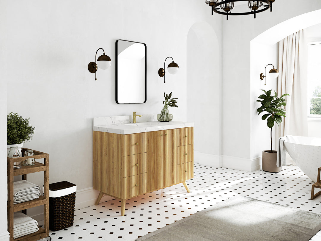 Pasadena Teak Wood 48 in. W x 22 in. D Single Sink Bathroom Vanity