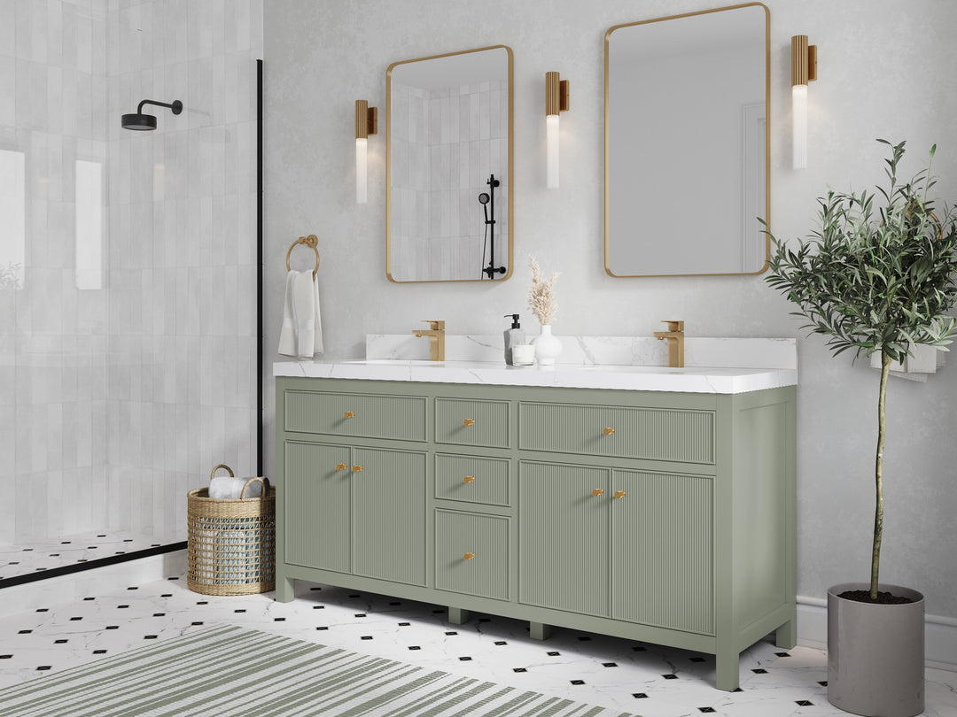 Sonoma 72 in W x 22 in D Free Standing Reeded Double Sink Bathroom Vanity